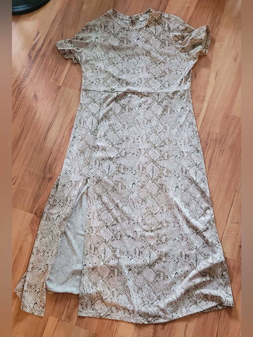 Snake Print Midi Dress With Slit - Medium
